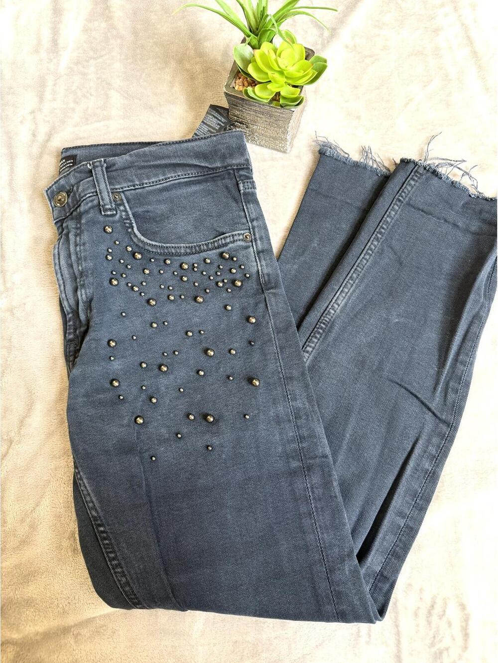 Zara Woman Premium Denim Collection Studded Skinny Jeans
